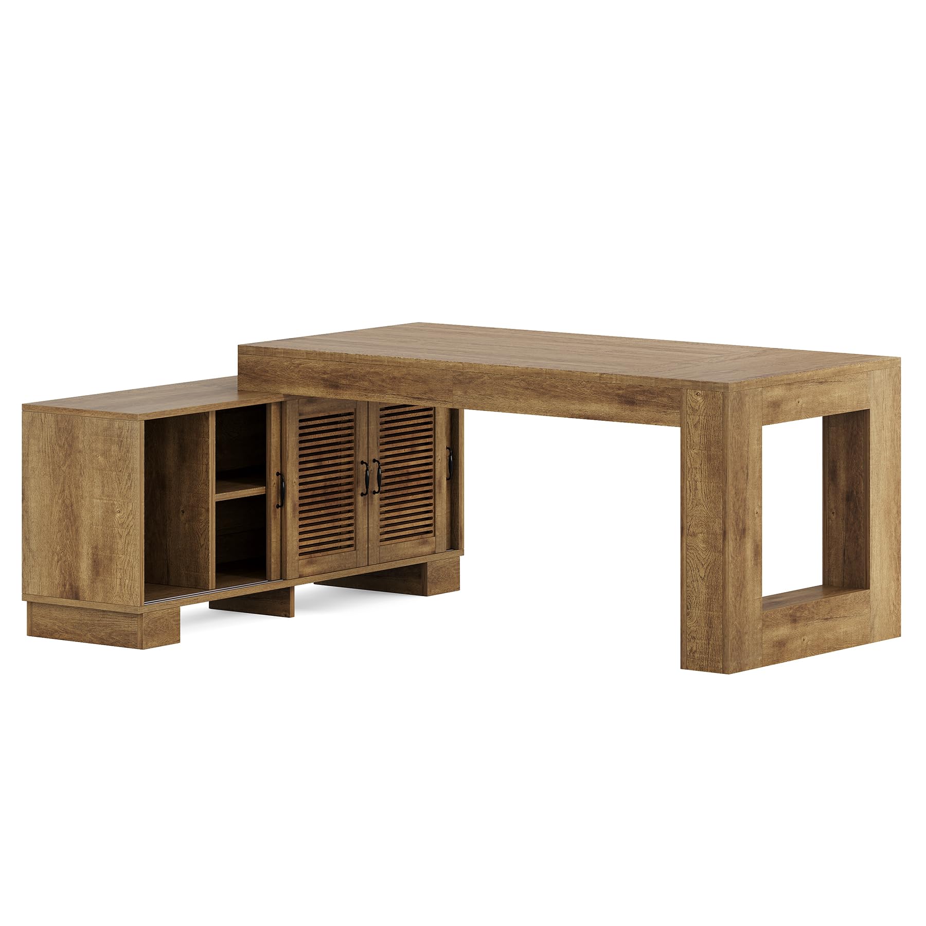 L-Shaped Executive Desk with File Cabinet