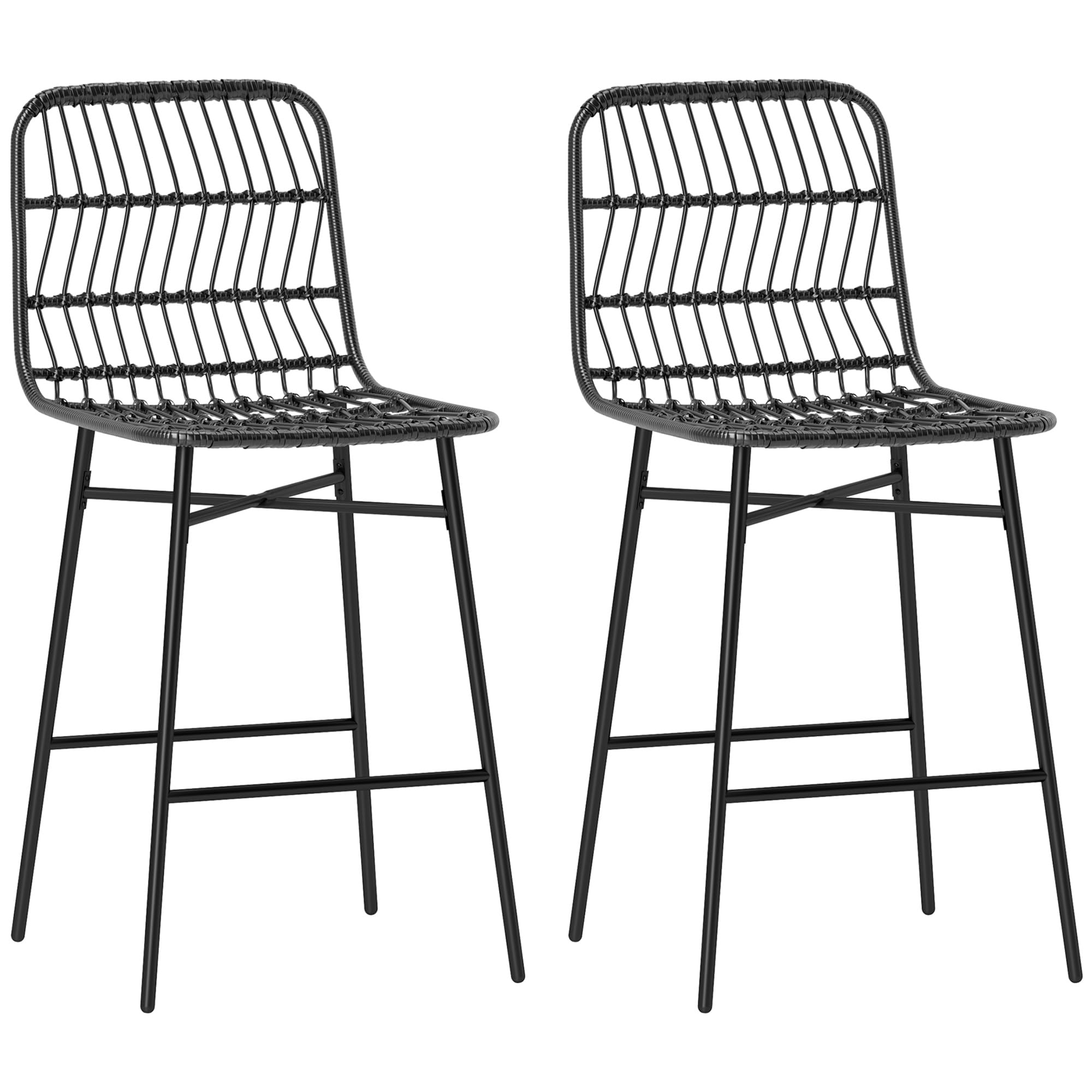 Rattan Counter Height Bar Stools Set of 2