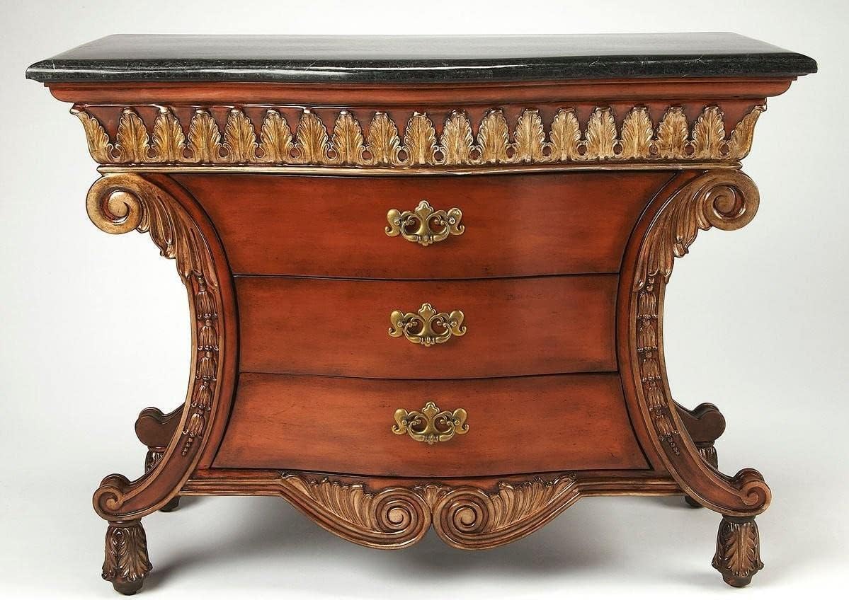 Fossil Stone Console Chest with 3 Drawers