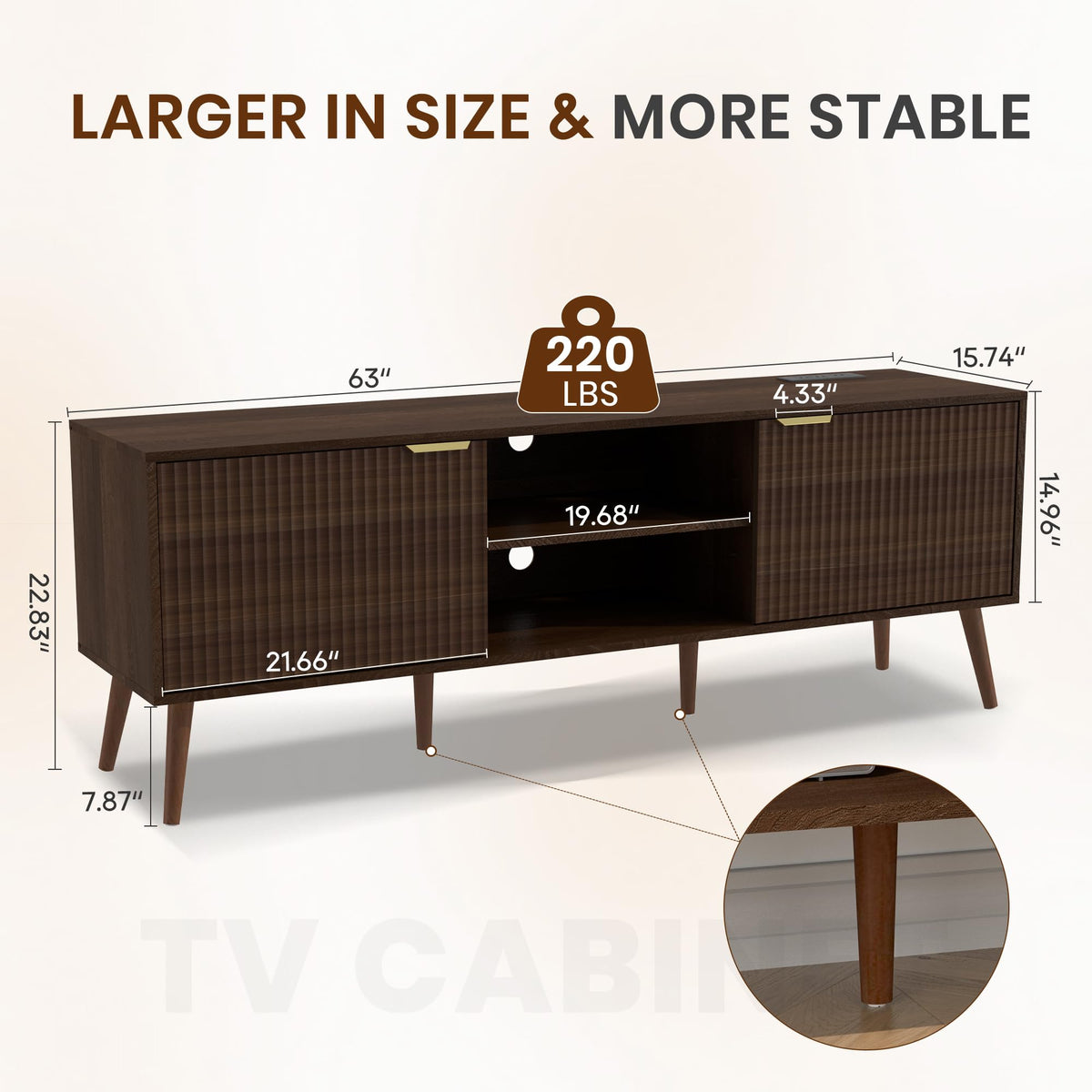 TV Stand with Power Outlet for 55-70 Inch TVs