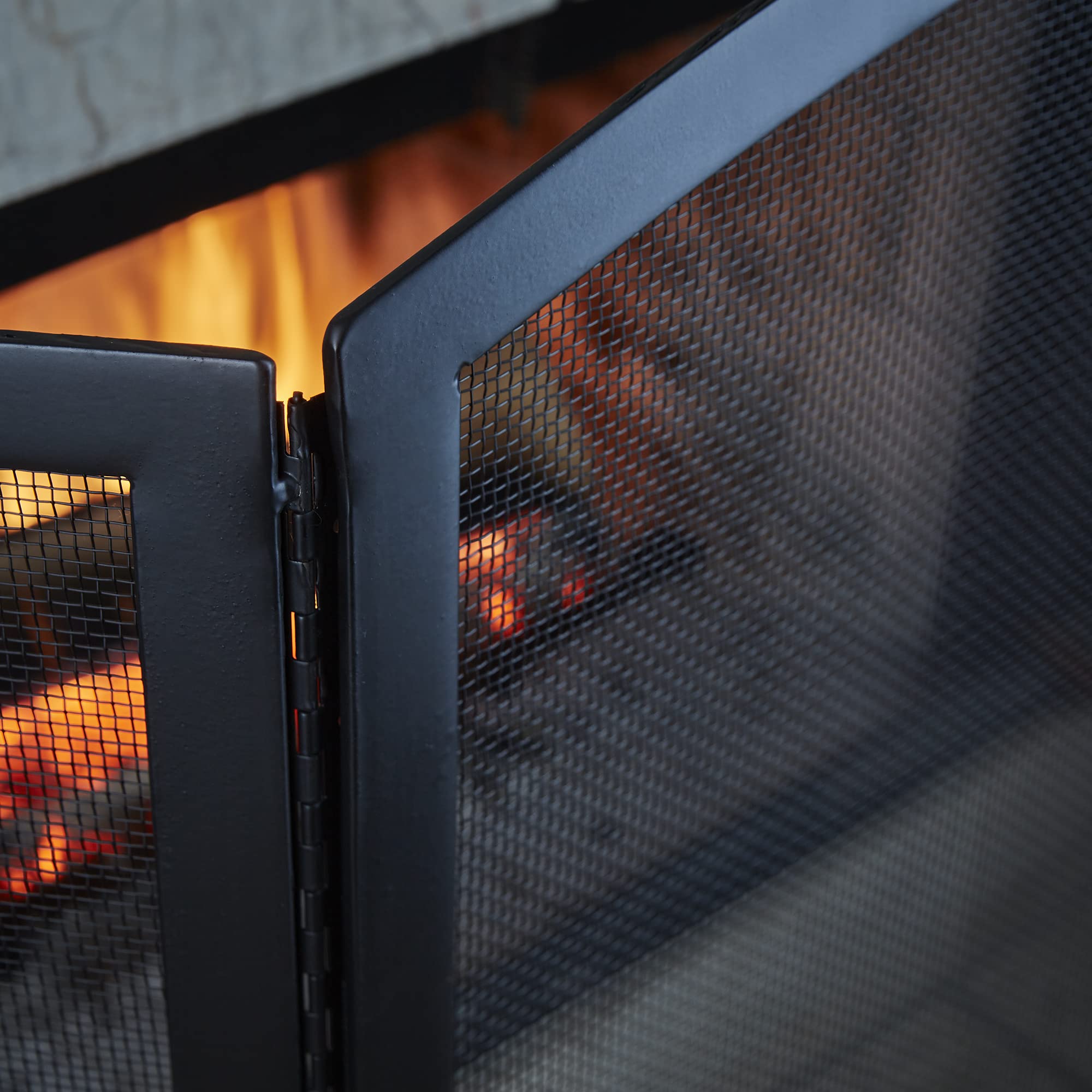 3-Panel Black Iron Fireplace Screen