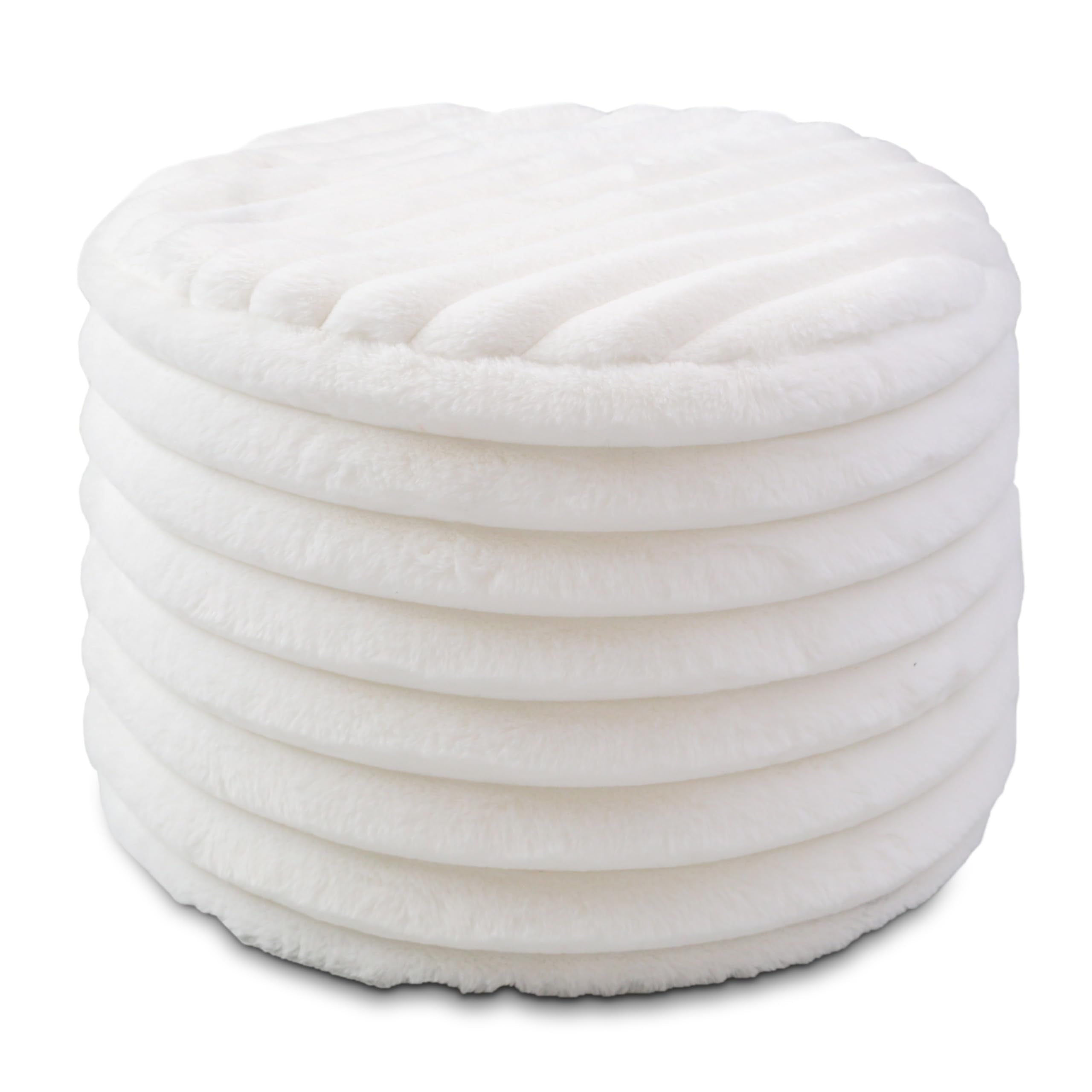 Round Faux Fur Ottoman Pouf
