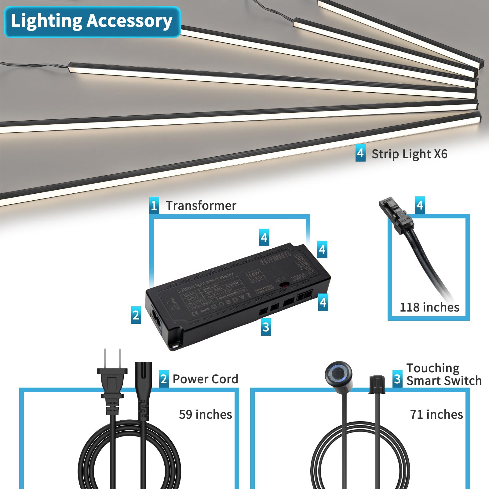 LED Recessed Lighting Kit for Wood Slat Wall Panels