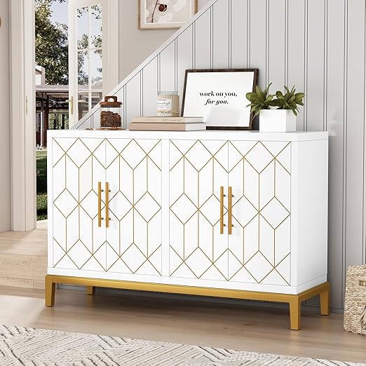 Blue Accent Cabinet with 4 Doors