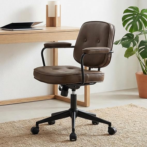 Adjustable PU Leather Office Chair with Armrest