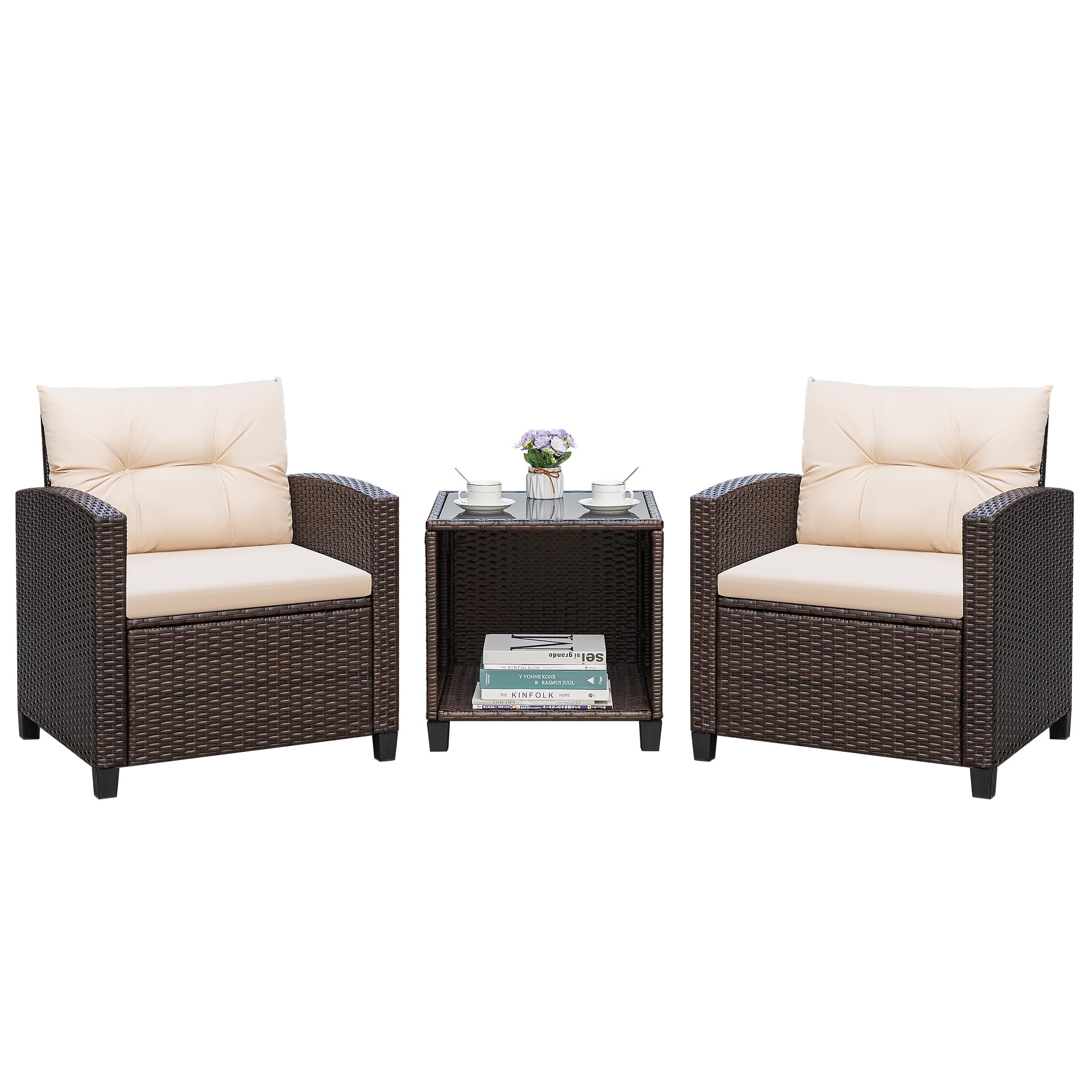 3-Piece Patio Furniture Set with Cushions