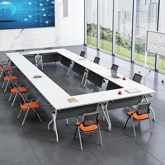 Folding Conference Table with Wheels - 47.2 Inch Mobile Training Table