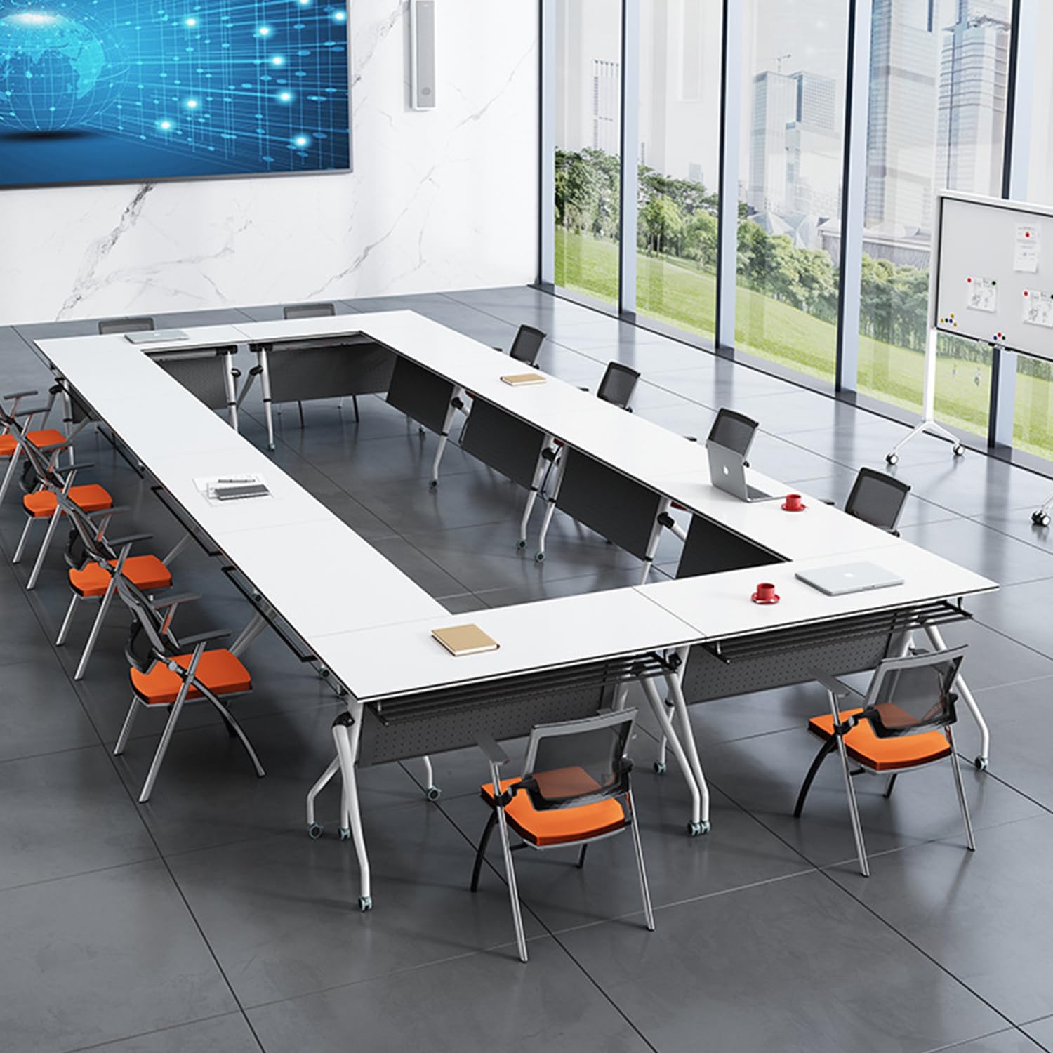 Folding Conference Table with Wheels - 47.2 Inch Mobile Training Table