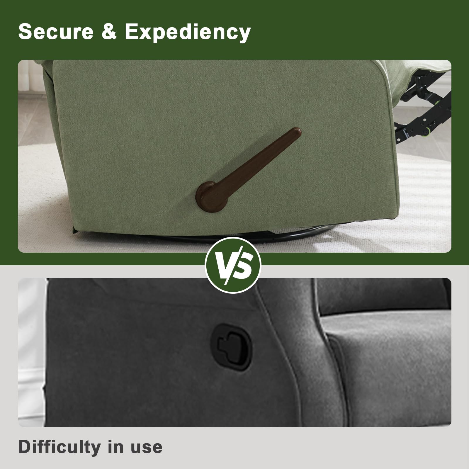 Eiayeebil Nursery Swivel Glider Recliner,Rocking Chair Nursery with Footrest,Rocking Recliner Chair for Nursery,Glider Rocker Recliner for Living Room & Bedroom,Green