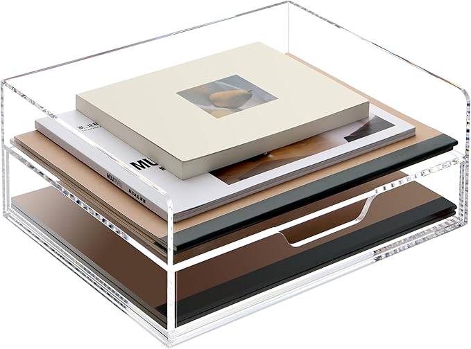 5-Tier Acrylic Desk File Organizer with Handle