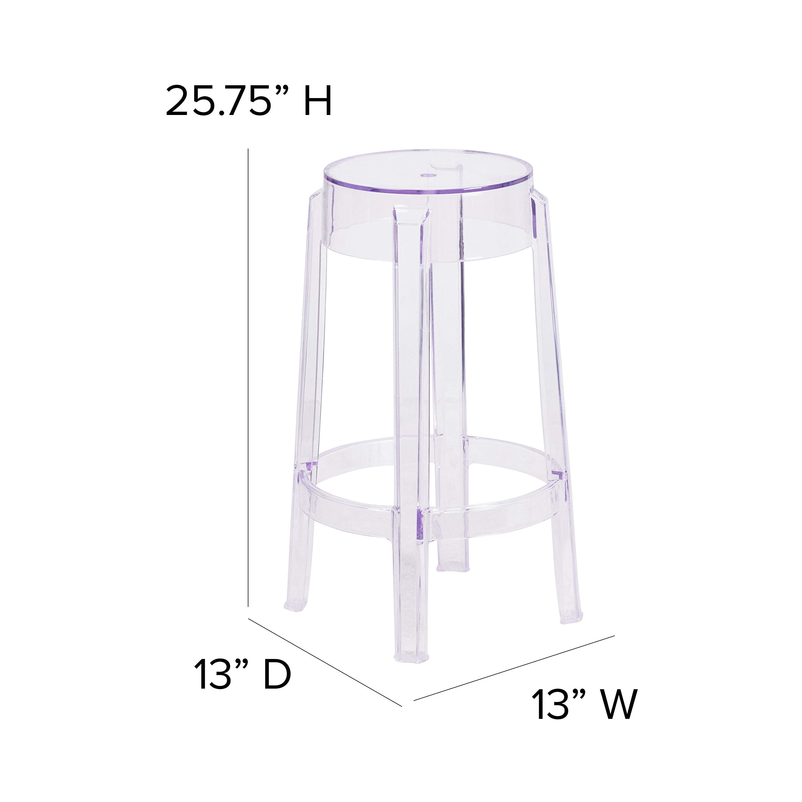 Transparent Counter Height Stool with Foot Ring
