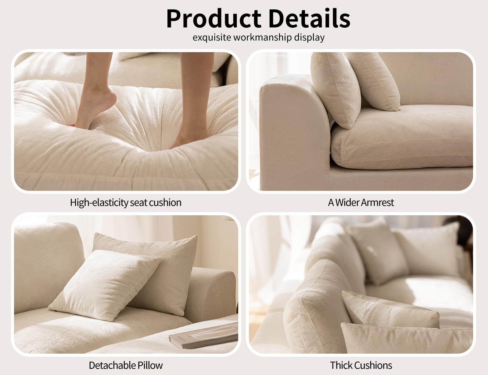 115" Modular Sectional Sofa L-Shape Cloud Couch