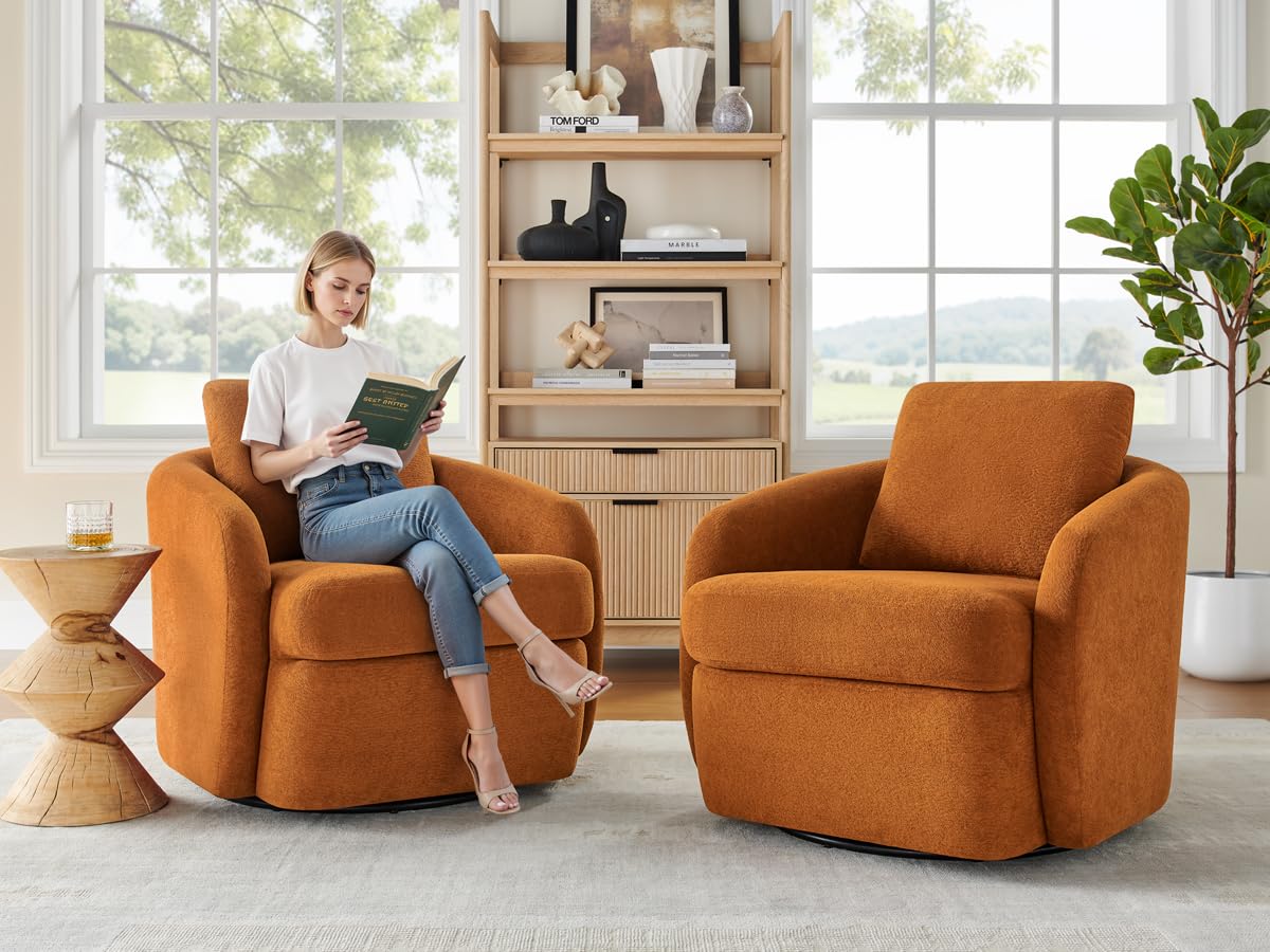 360° Swivel Barrel Chair with Throw Pillow