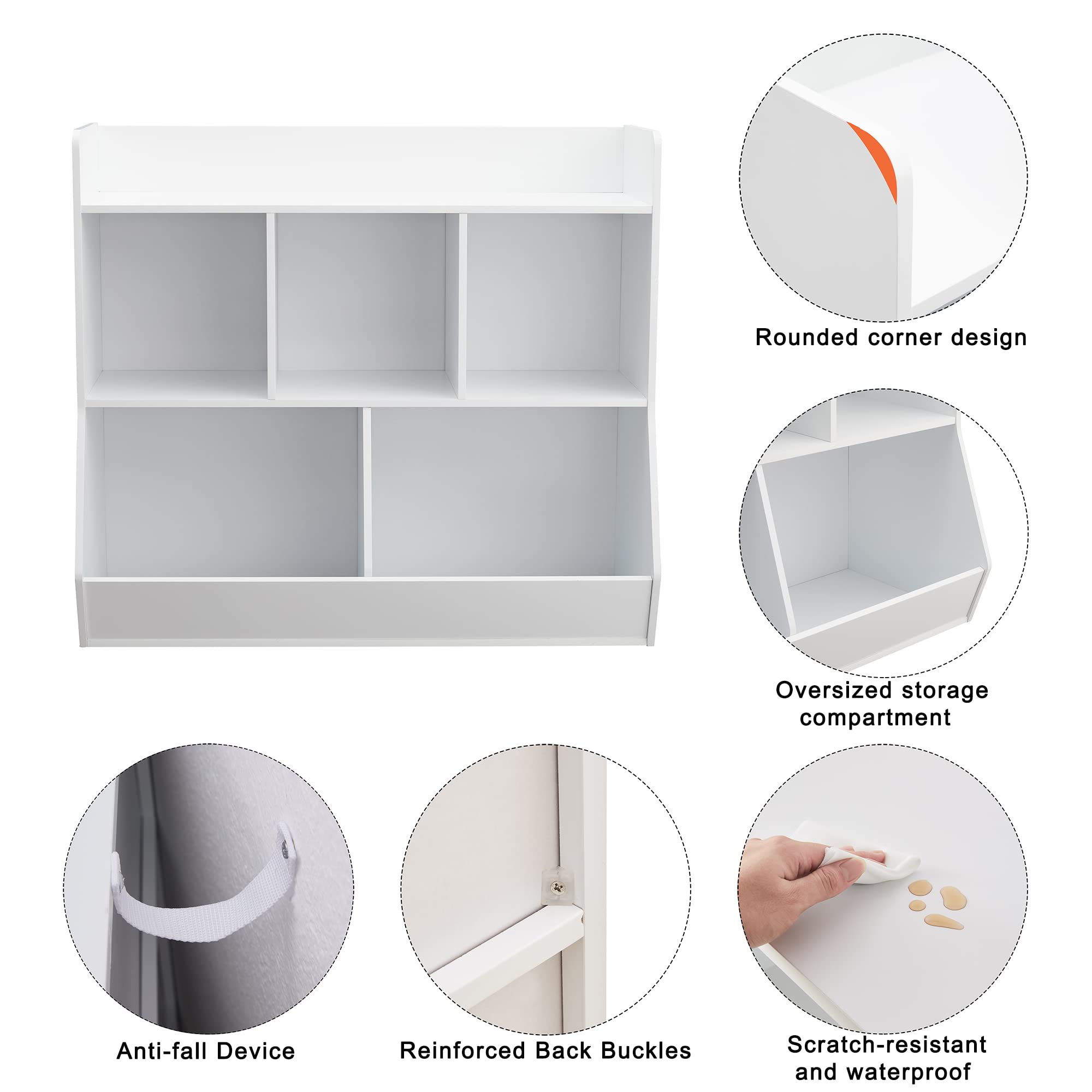 5-Cubby Toy Storage Organizer with Bookshelf
