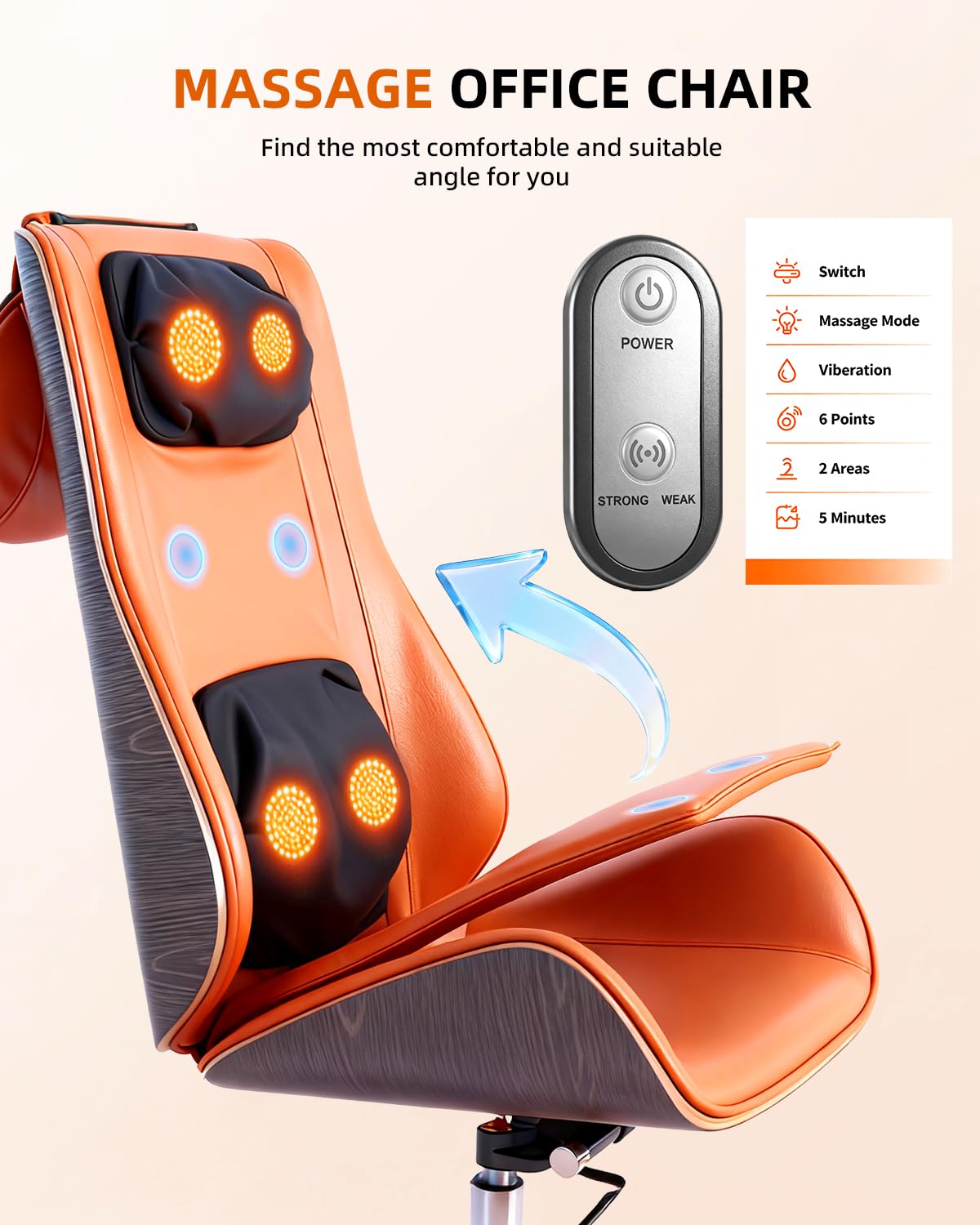 Ergonomic Massage Office Chair with Adjustable Backrest