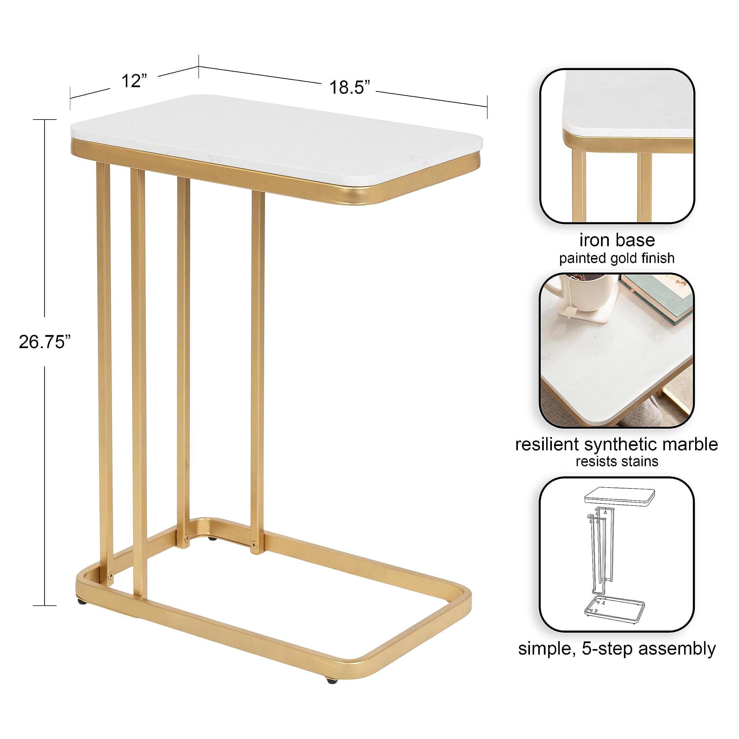 Marble C-Table End Table