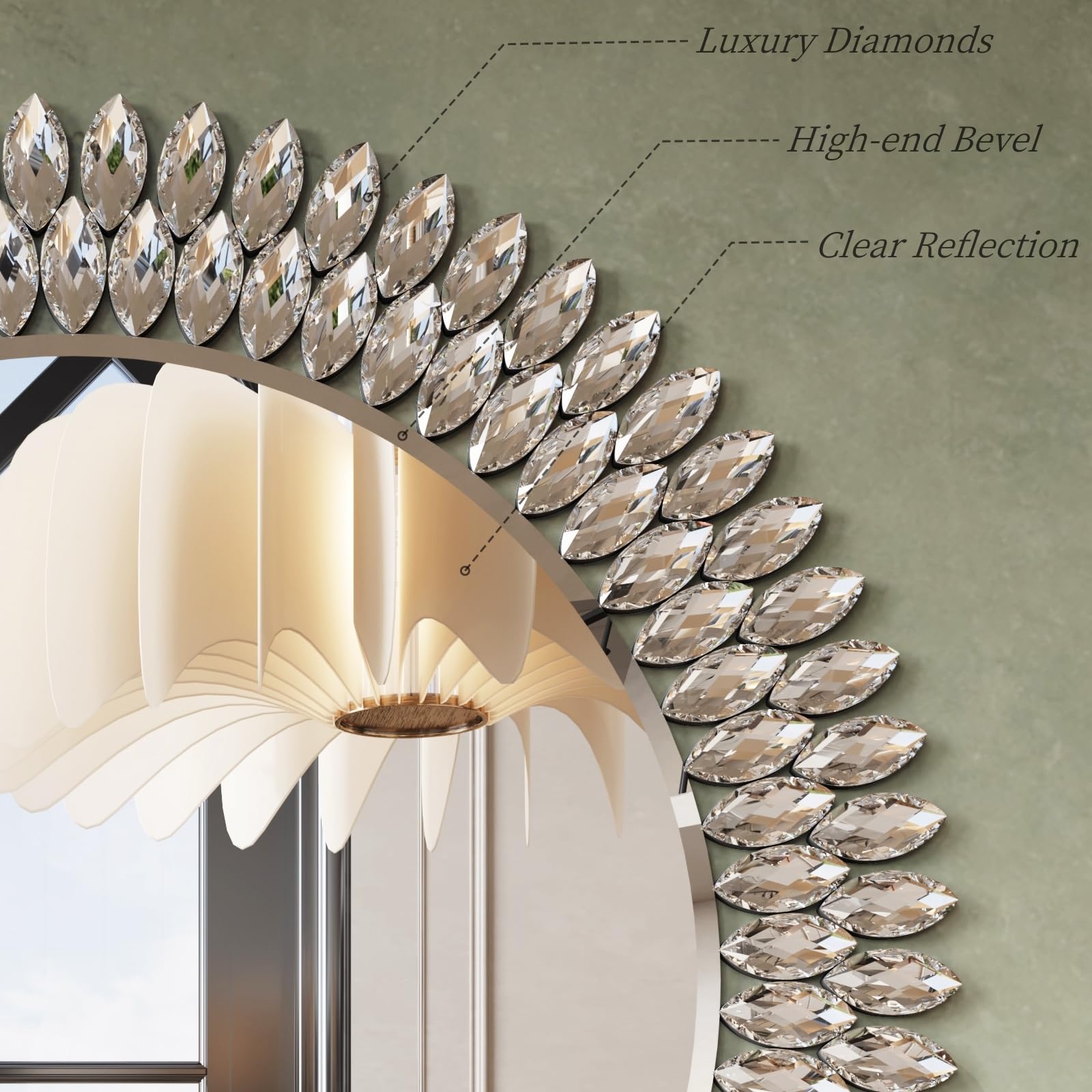 Round Diamond Wall Mirror 26 Inch