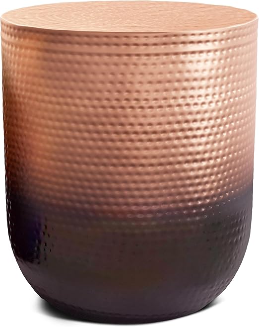 Metal Side Table 19 Inch Silver Ombre Boho Style