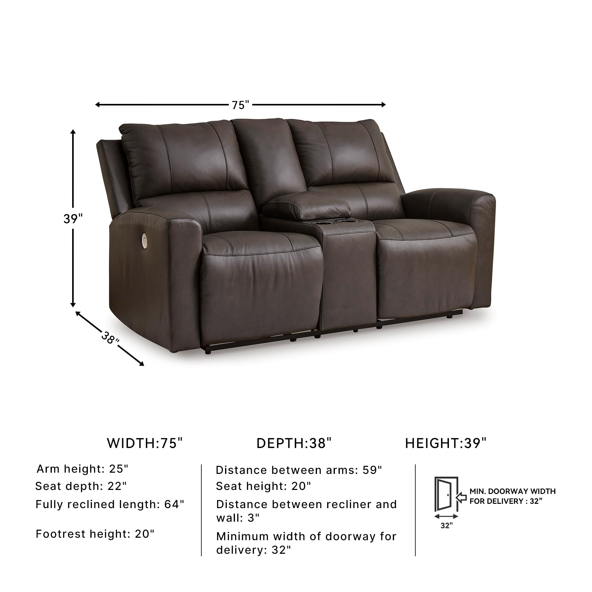 Power Reclining Loveseat with Console and USB Ports
