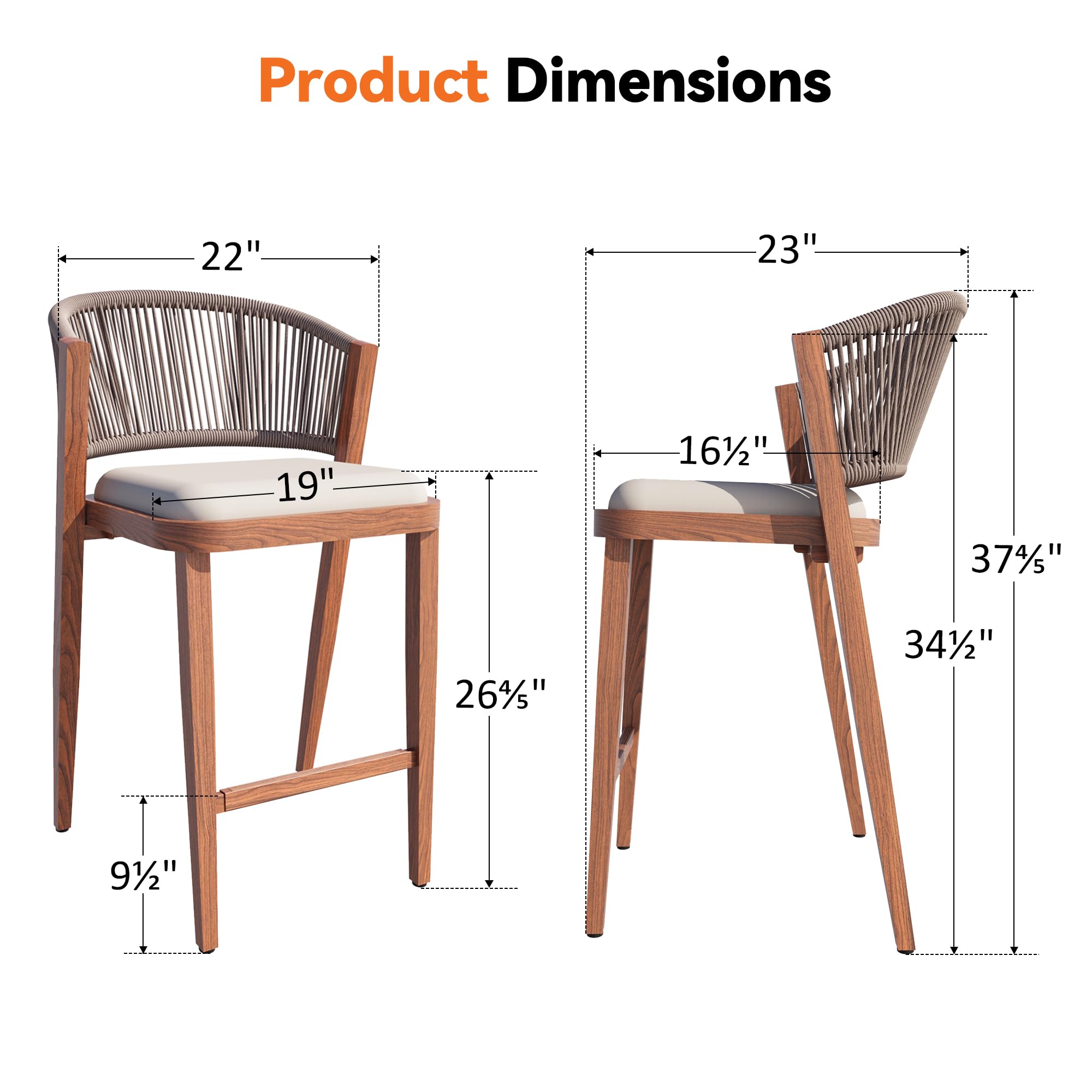 Chatham Outdoor Counter Height Bar Stool Set of 2