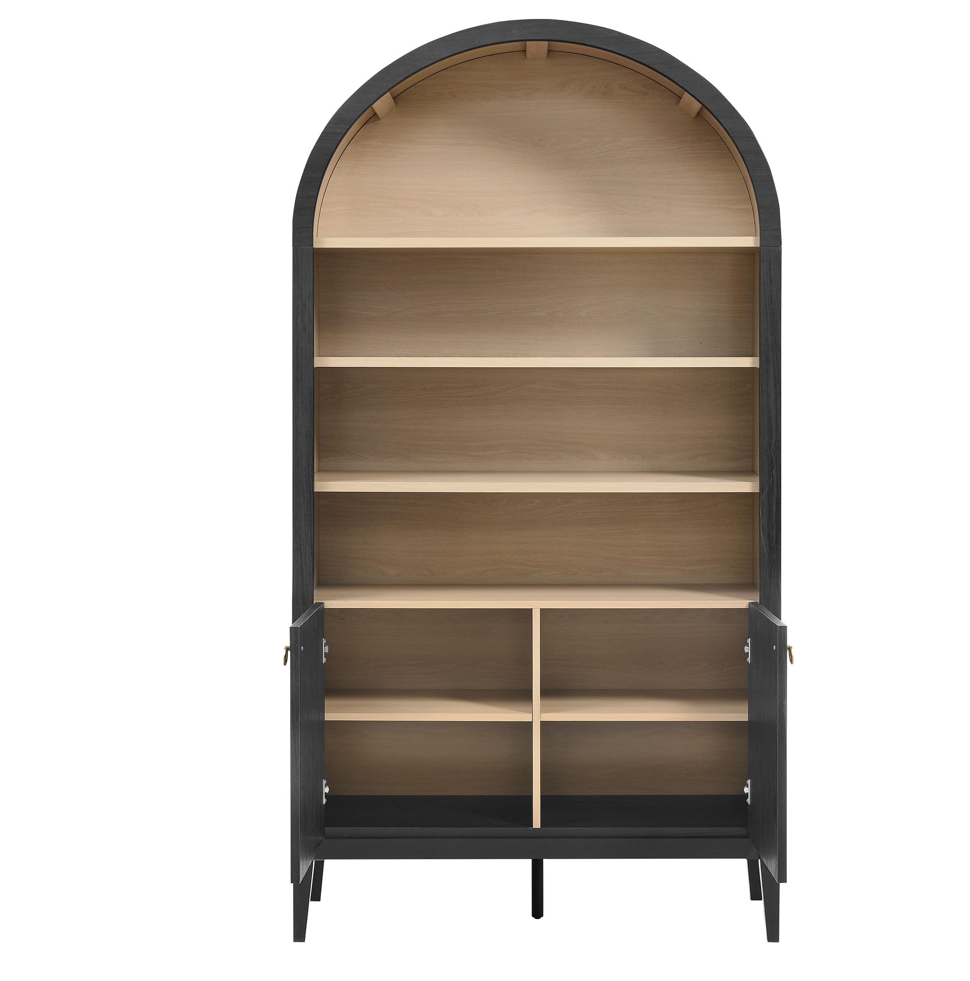 Tall Arched Storage Display Cabinet - 74 Inch Bookshelf