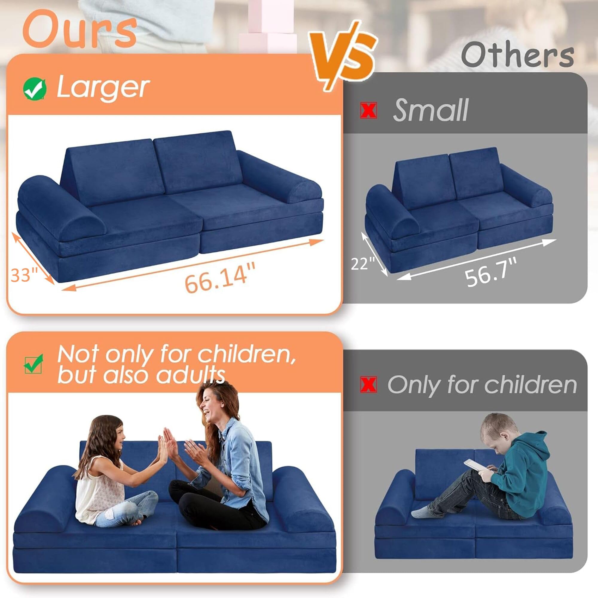Large Modular Play Couch for Kids