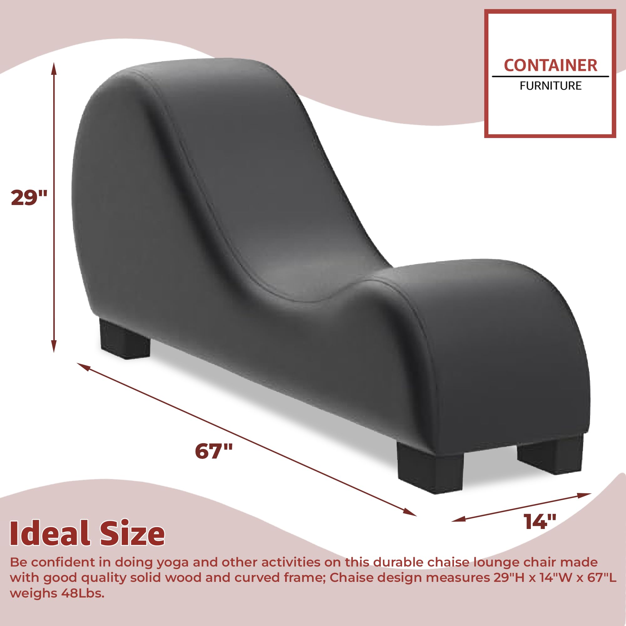 Yoga Chaise Lounge - Modern Curved Faux Leather Relaxation Chair