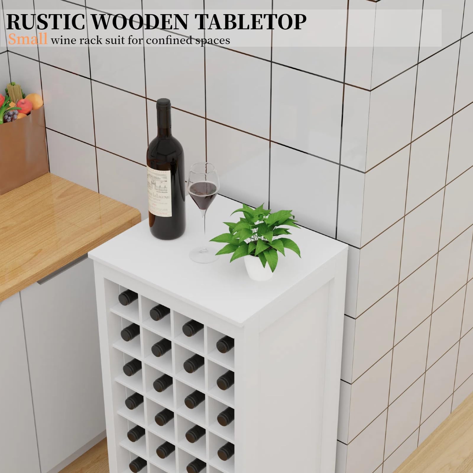 8-Tier Freestanding Wine Rack White 32 Bottle