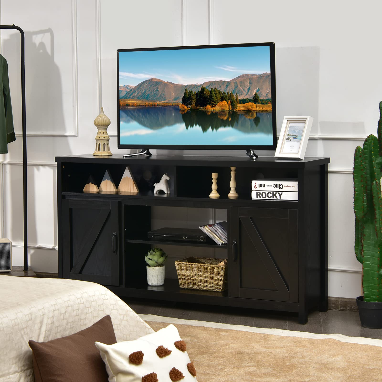 Modern Farmhouse TV Stand 59-Inch Storage Cabinet