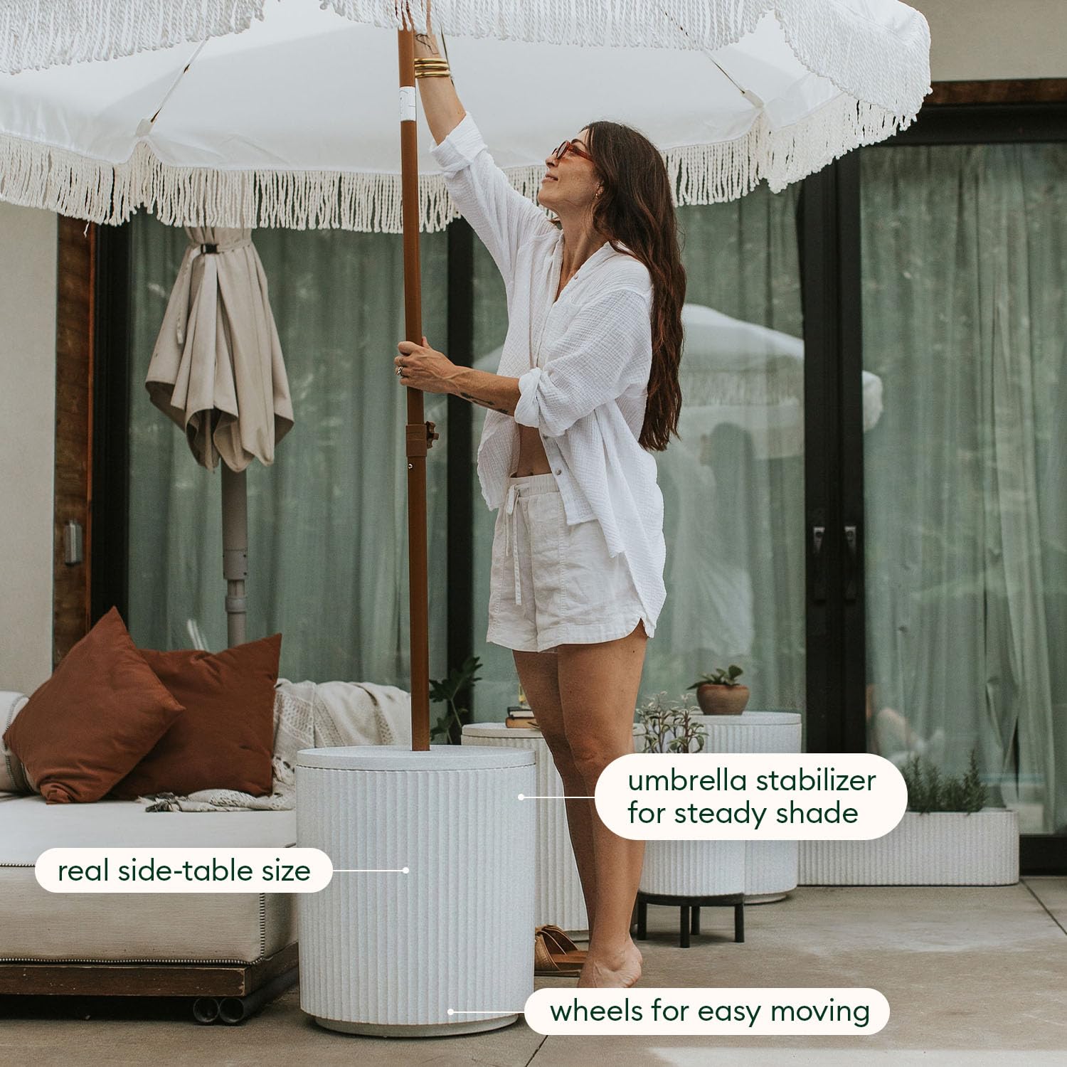Umbrella Side Table - Outdoor Patio Table with Hole