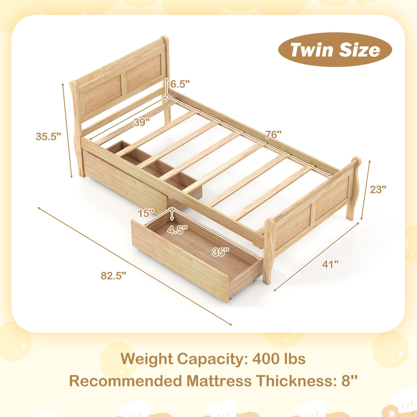 Twin Bed with Storage Drawers