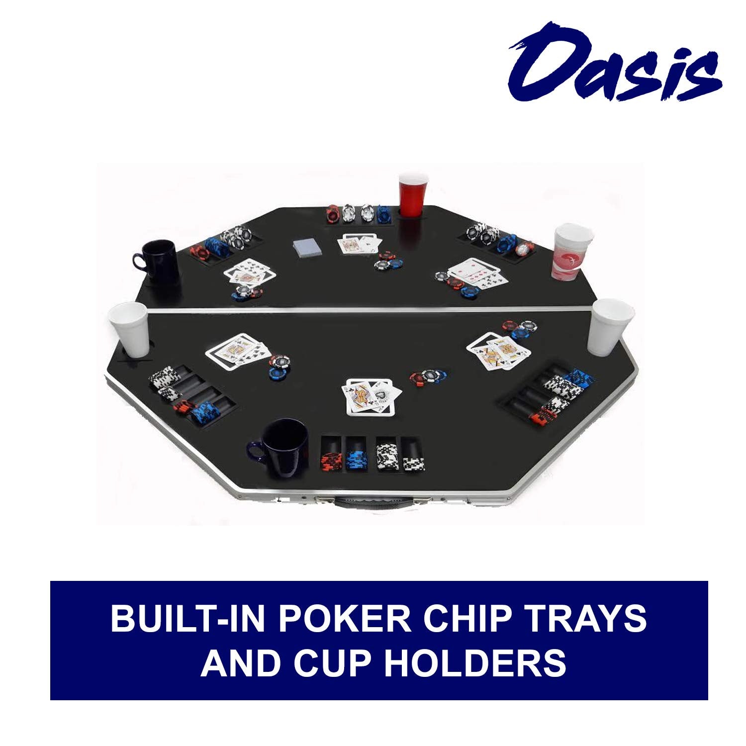 Portable Folding Poker Table with Chip Trays