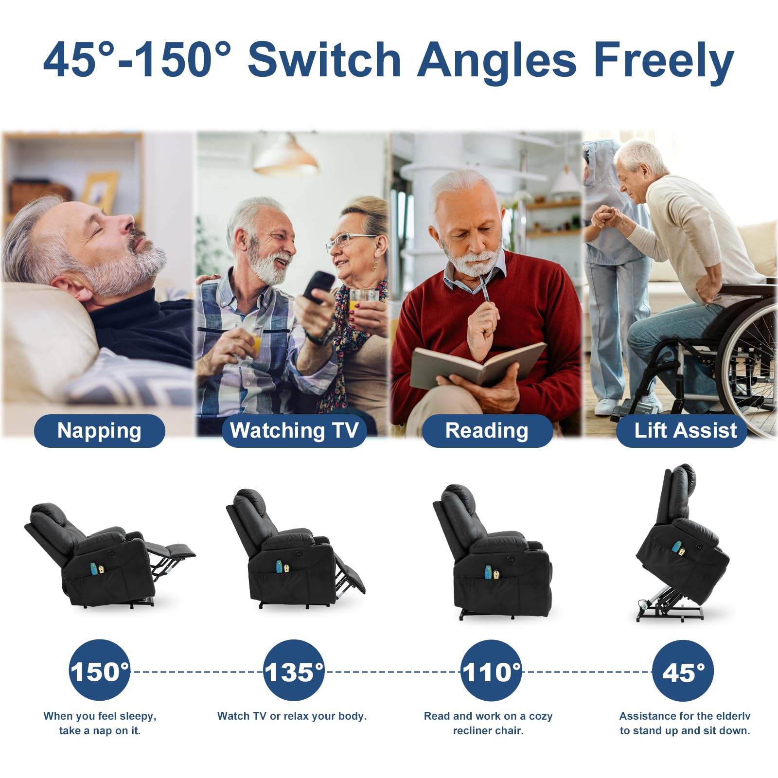 Power Lift Recliner Chair with Massage and Heat