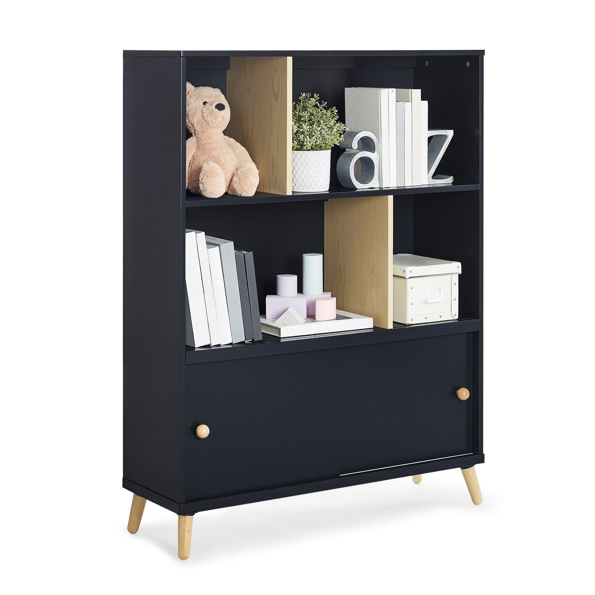 Kids Bookcase with Sliding Door Storage