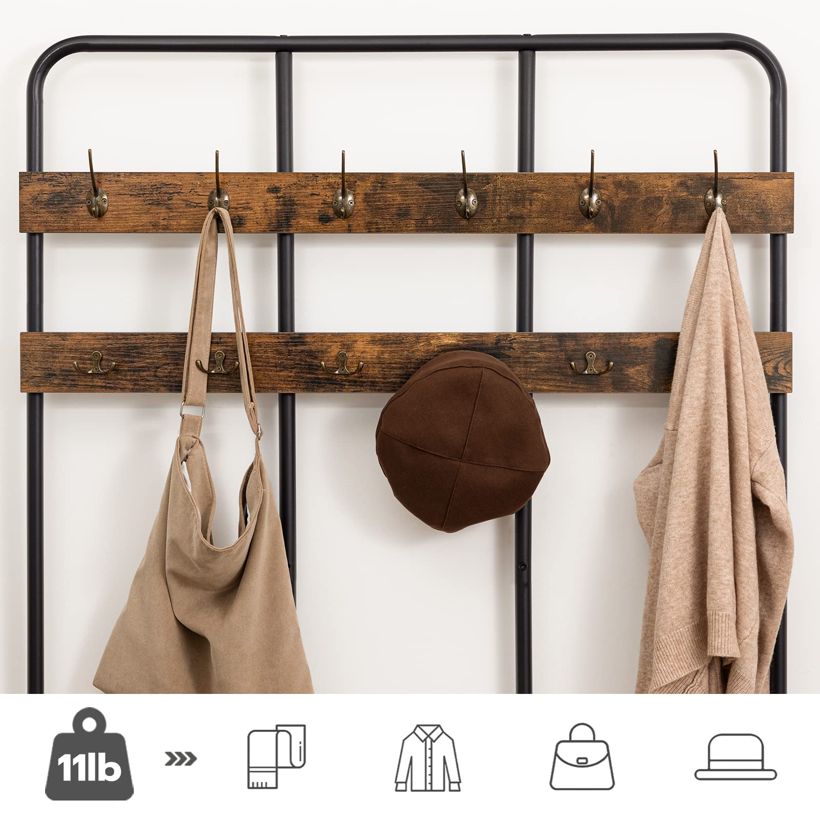 Hall Tree with Bench and Coat Rack