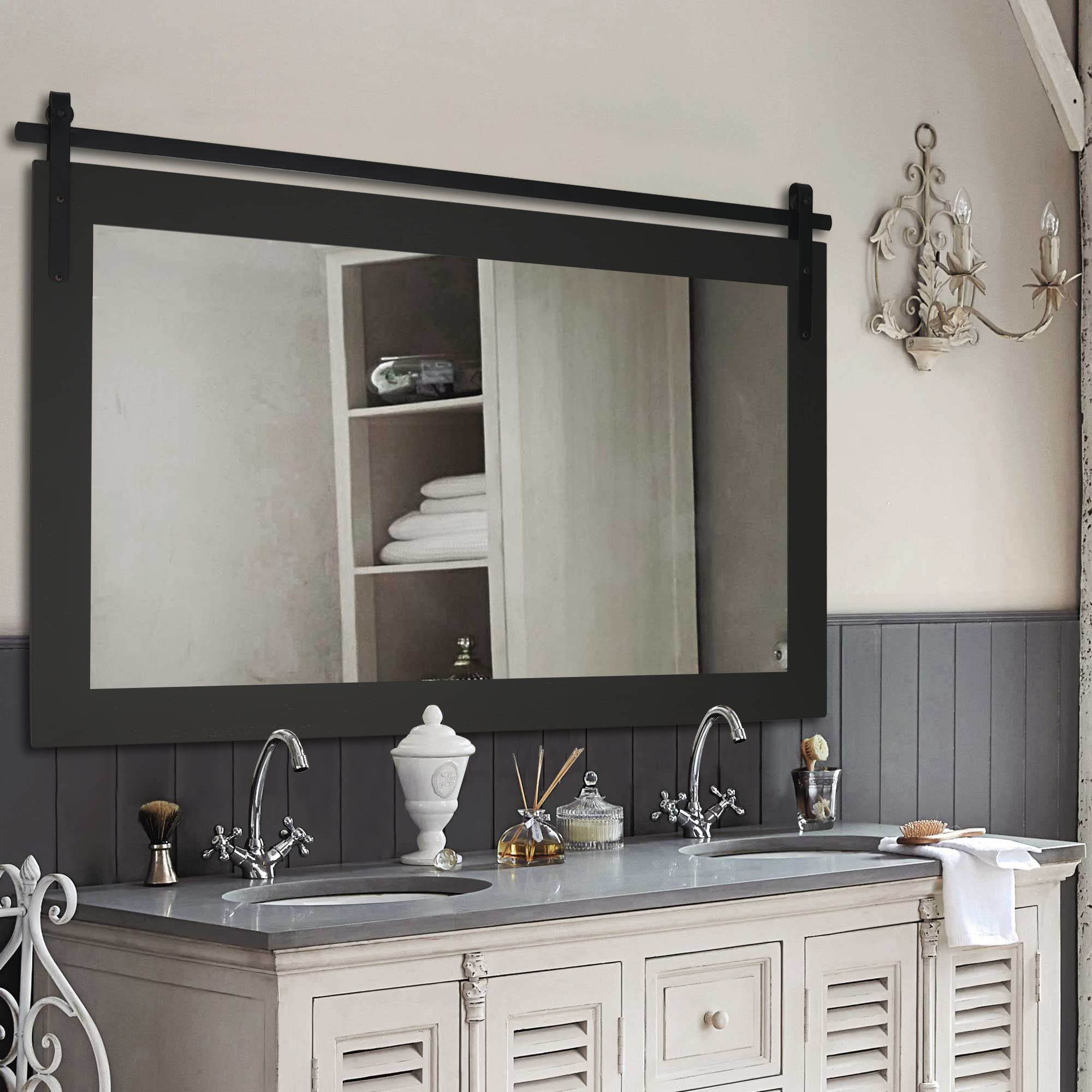 Black Farmhouse Wall Mirror 40x26 Inch
