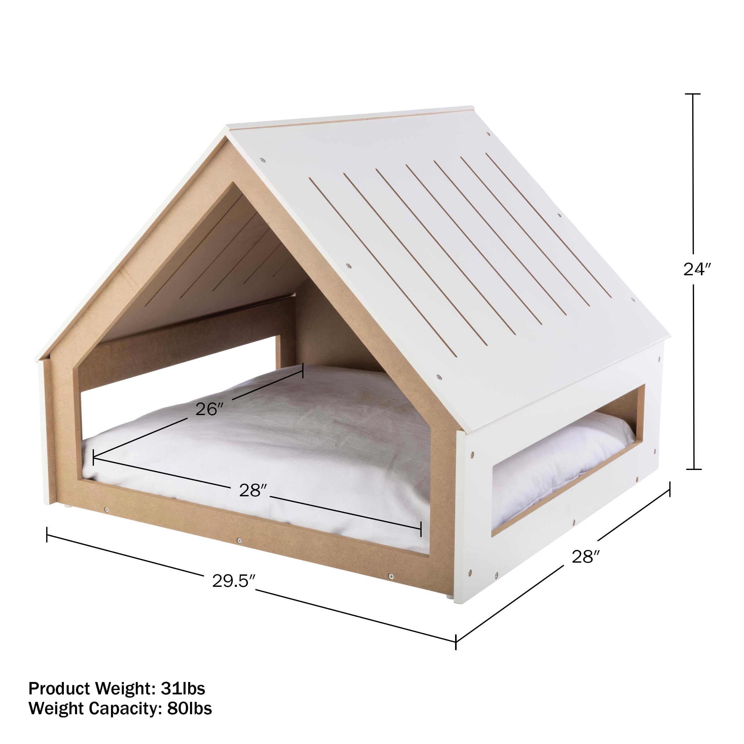 Indoor Dog House Bed with Soft Cushion and Air Vents