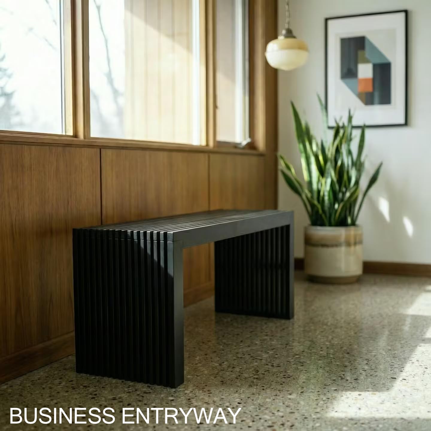 36 Inch Bamboo Bench Waterfall Black