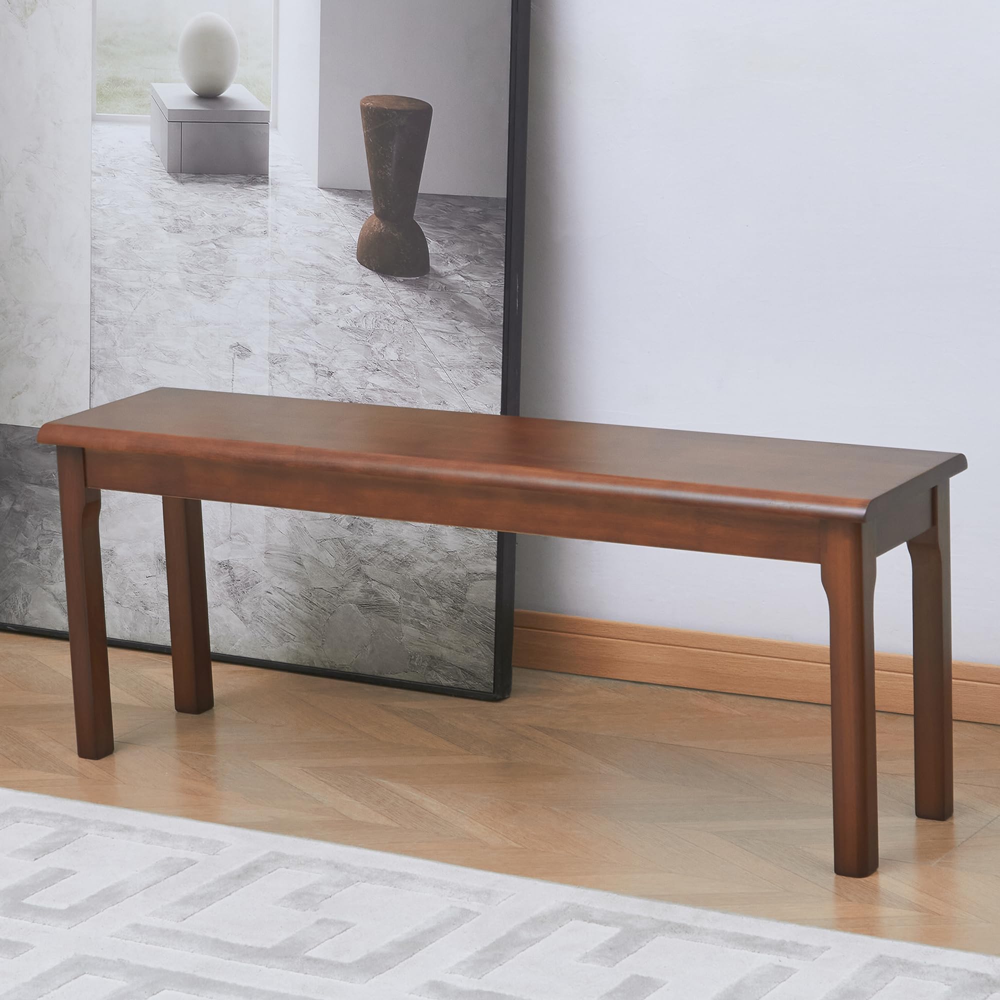 47 Inch Wooden Bench for Dining and Outdoor Use