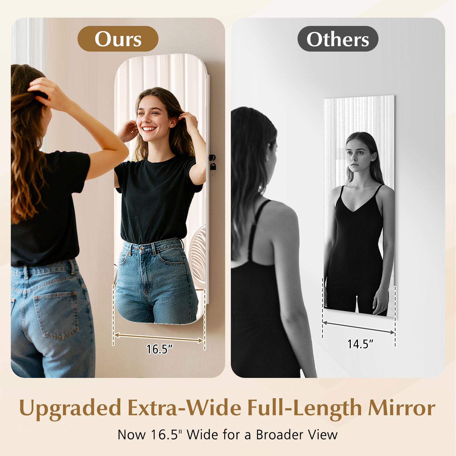 Wall Mounted Jewelry Armoire with Full Length Mirror