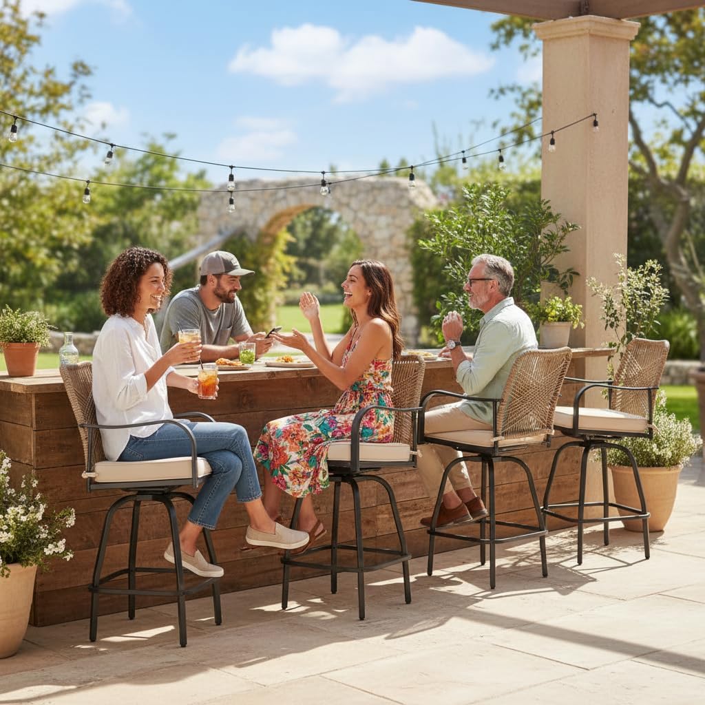 Swivel Outdoor Bar Stools Set of 4