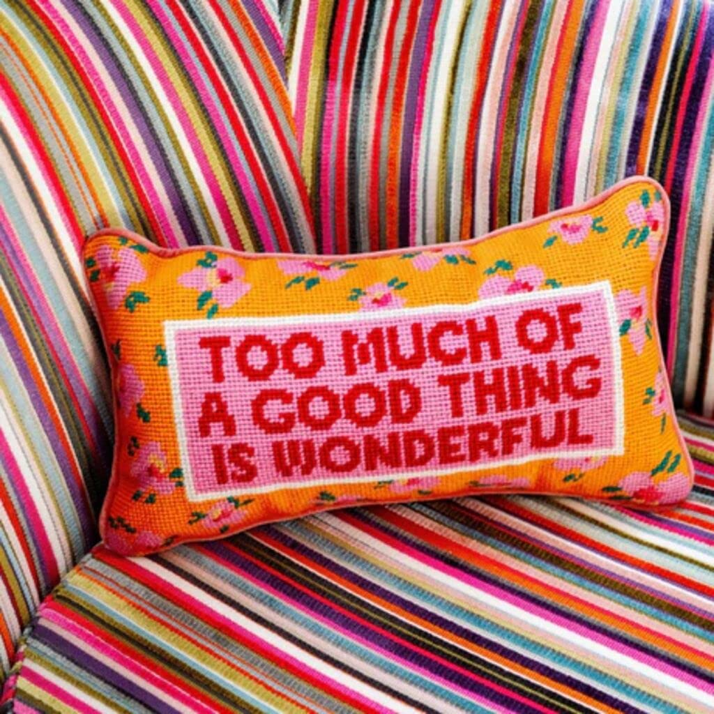 Needlepoint Decorative Throw Pillow - Coral - 8" x 14"