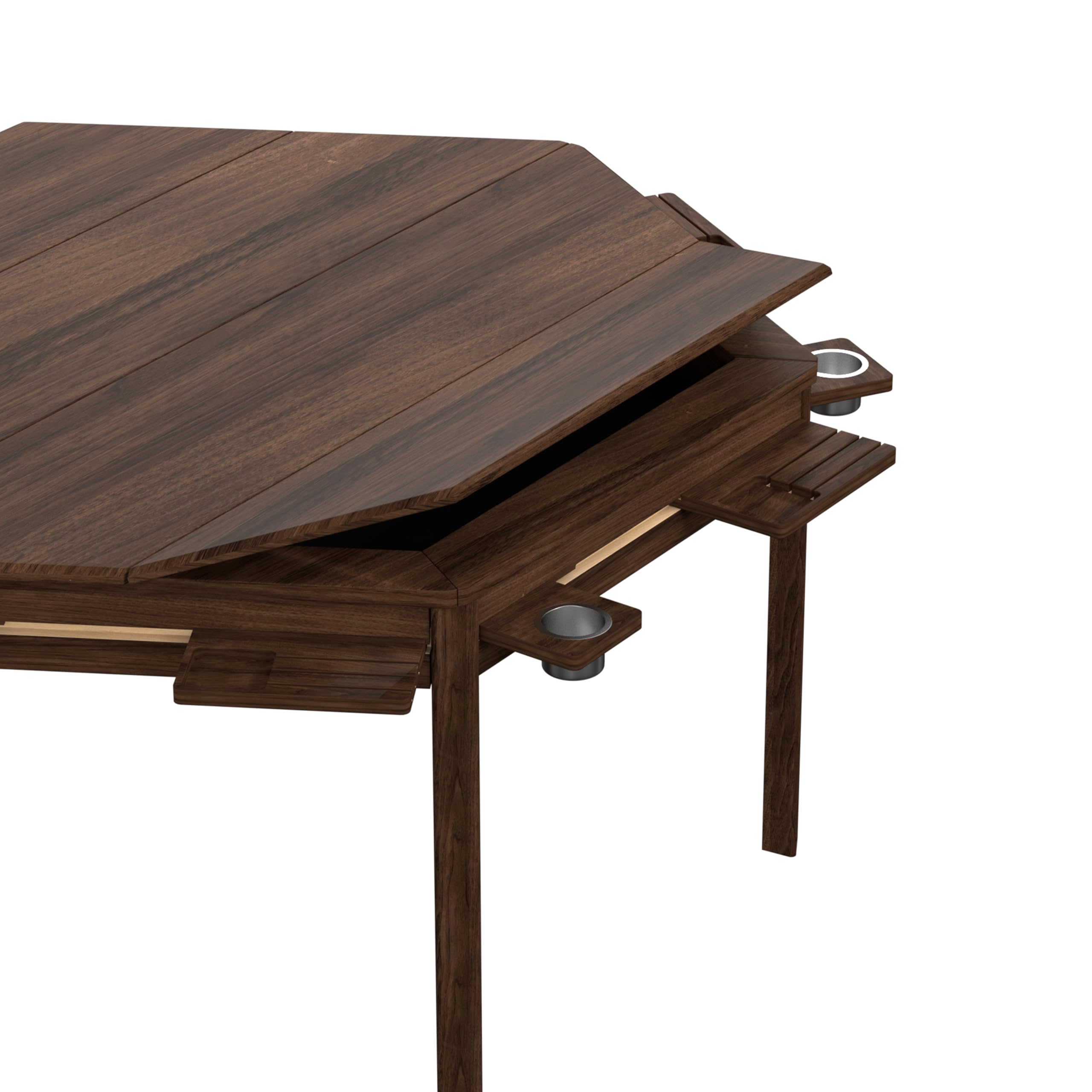 Hexagonal Solid Wood Board Game Table with Removable Top for 6 Players