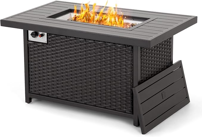 48-Inch Propane Fire Pit Table with Aluminum Slats