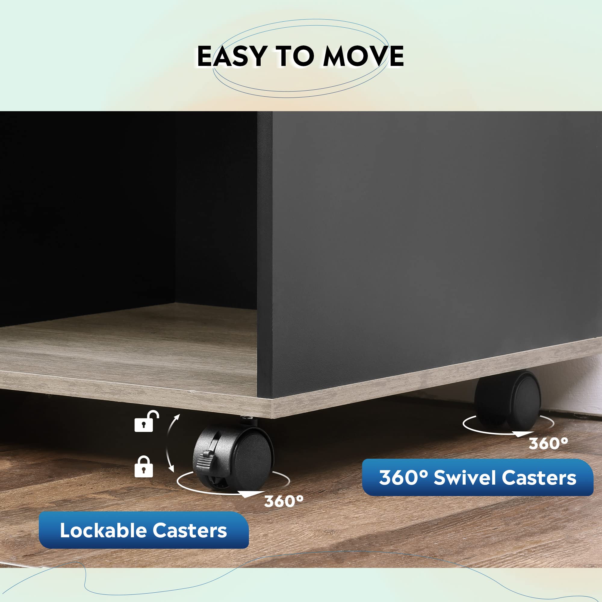 3-Drawer Mobile Filing Cabinet with Printer Stand