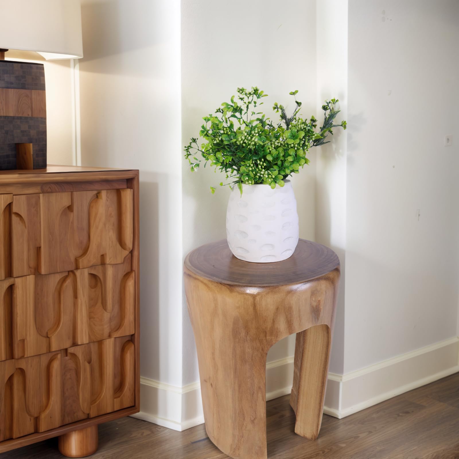 Rustic Wood Side Table Round Tree Stump End Table