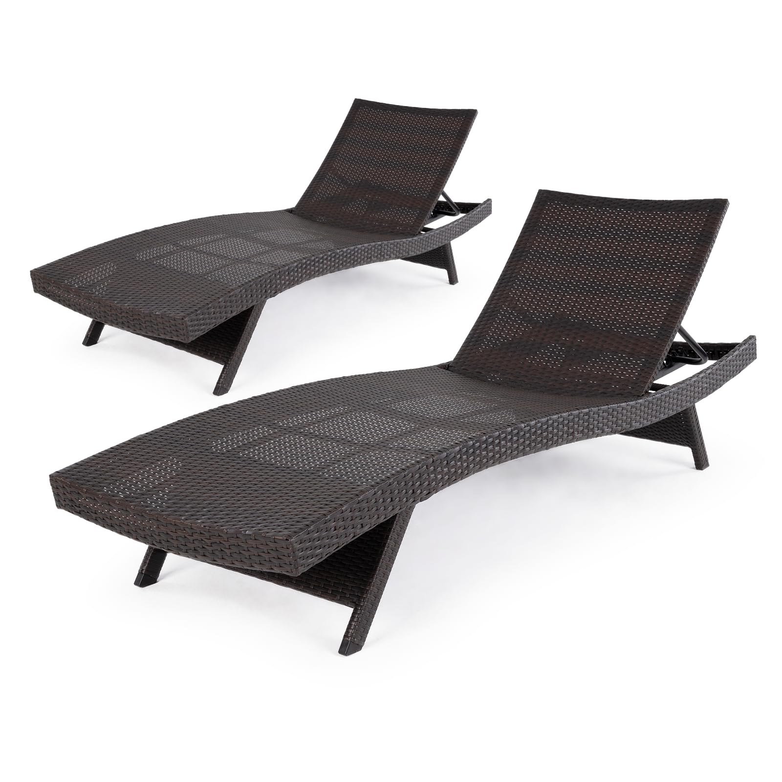 Outdoor Chaise Lounge Set of 2 with Reclining Backrest