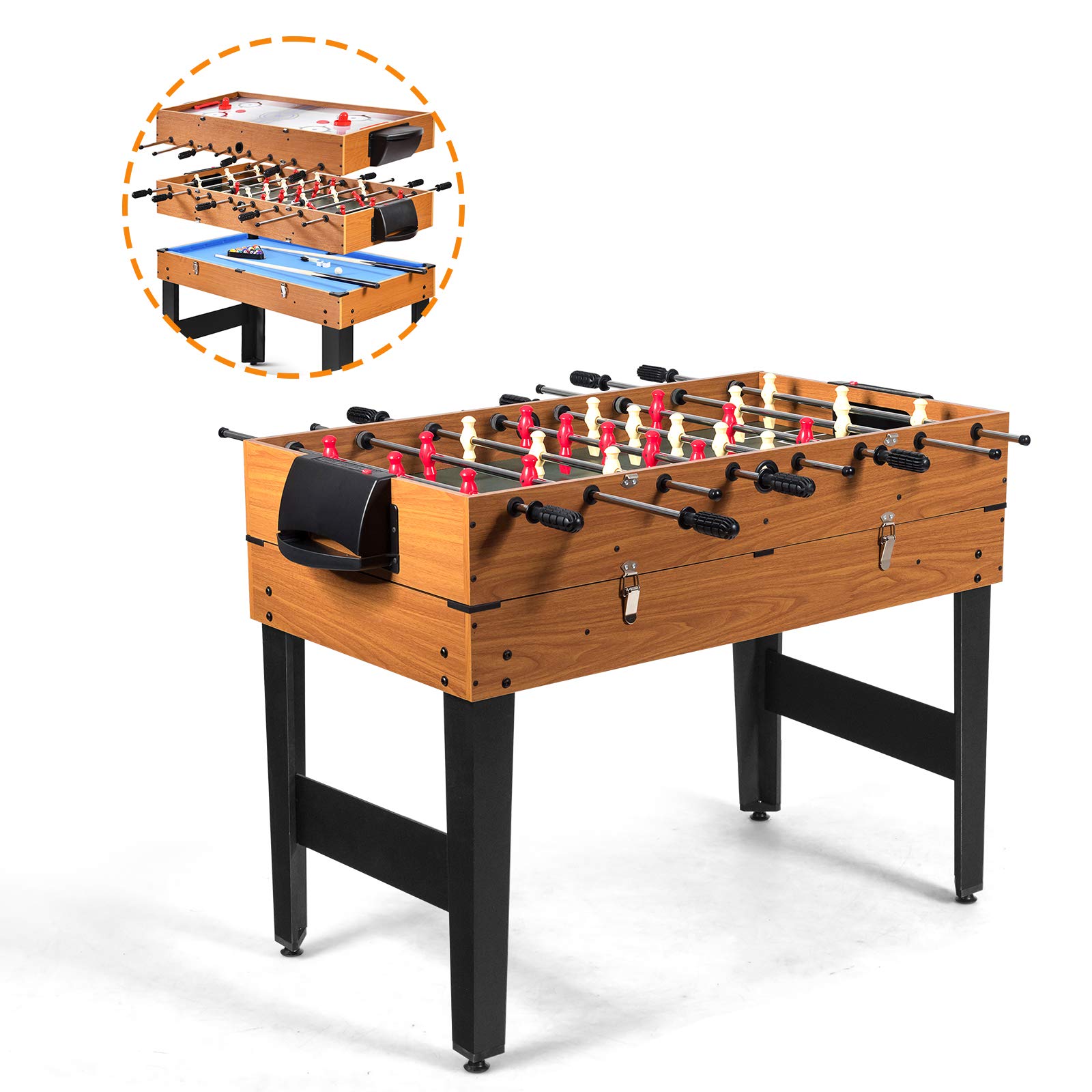 3-in-1 Multi Game Table with Foosball, Hockey & Billiards