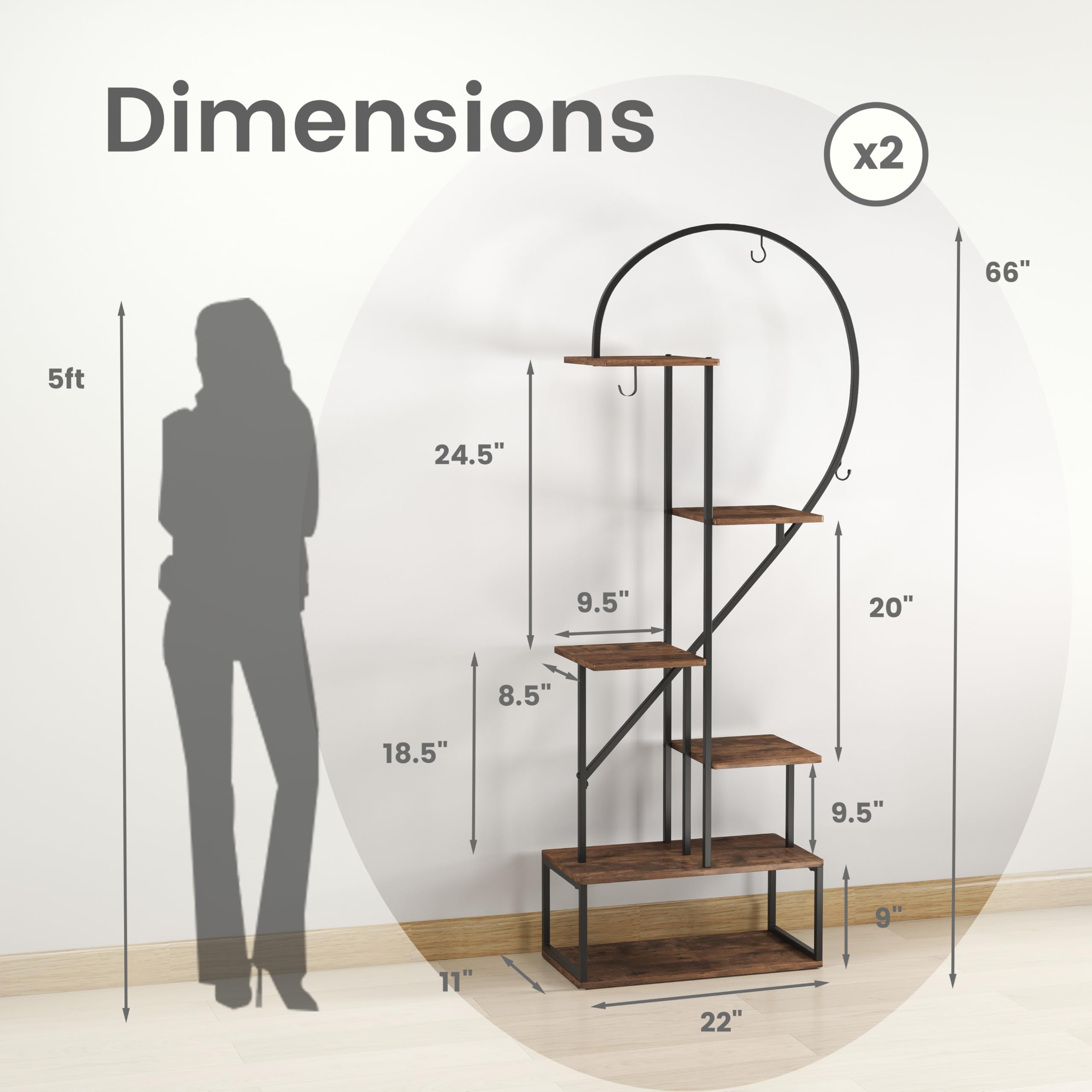 6-Tier Heart-Shaped Metal Plant Stand Set