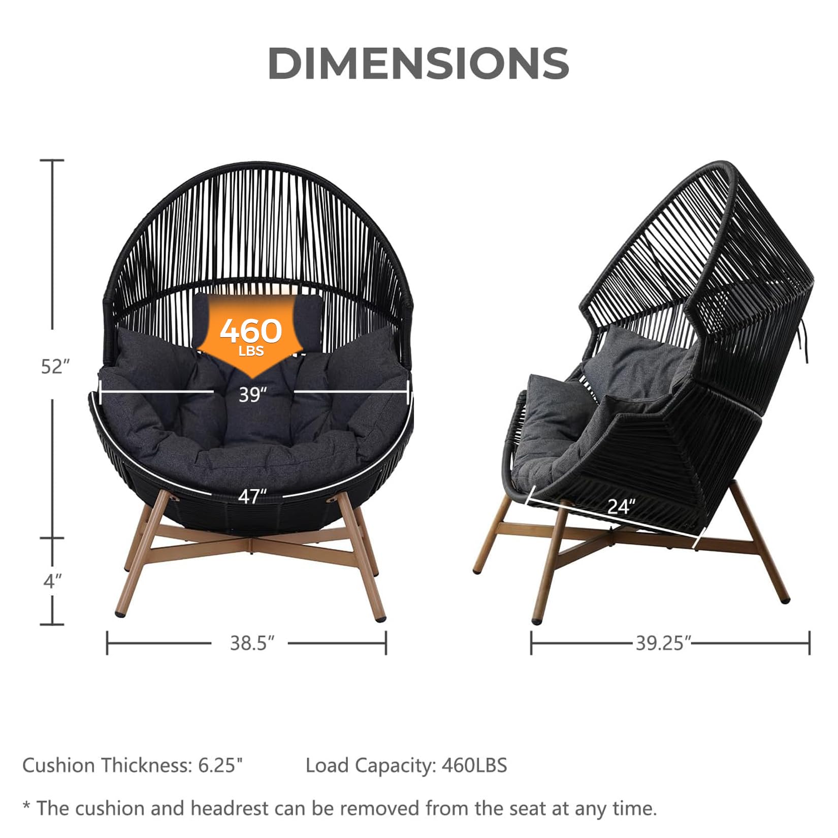 Outdoor Egg Chair with Stand and Cushion